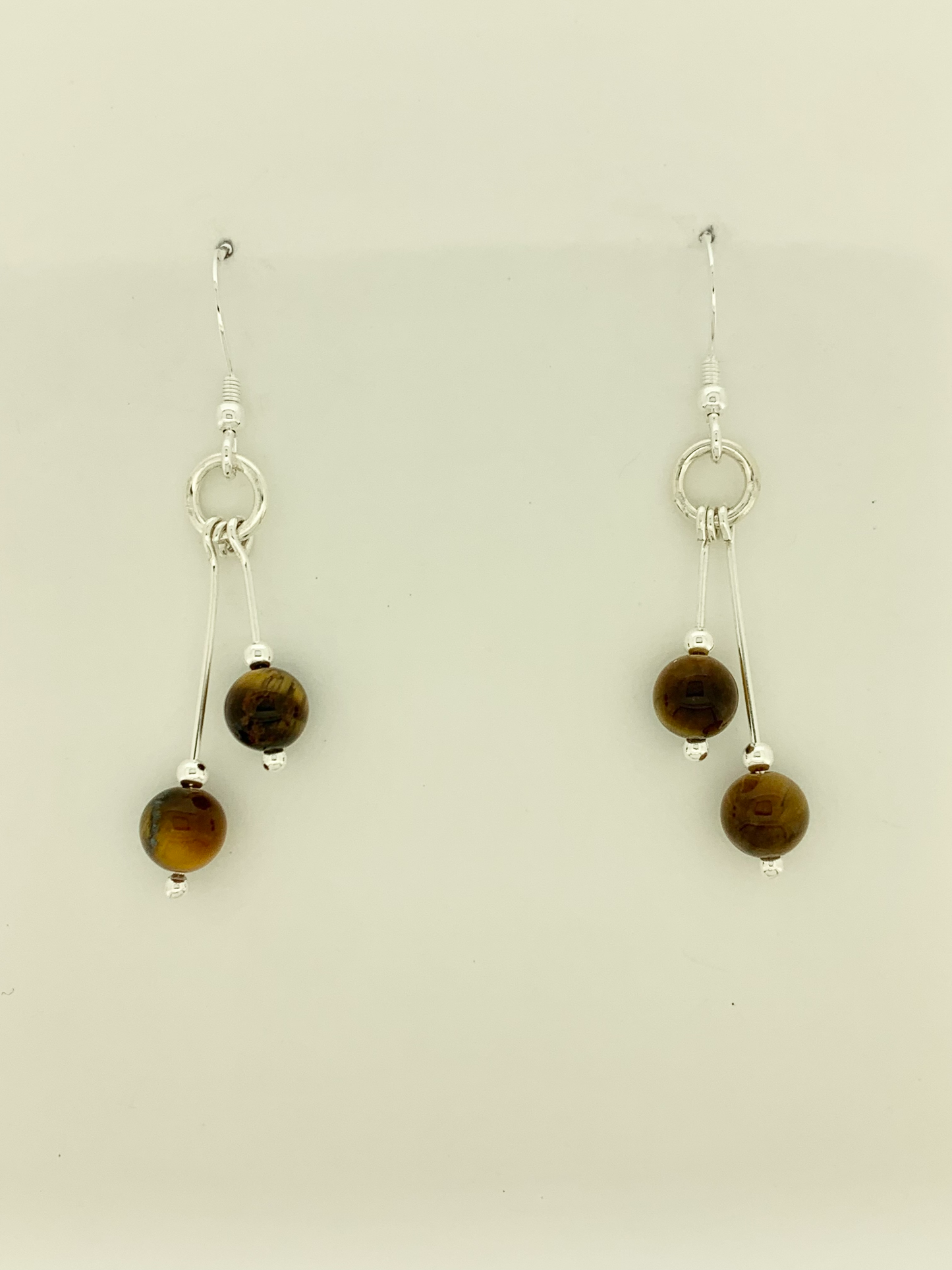 Tigereye Earrings, Bi-dangle