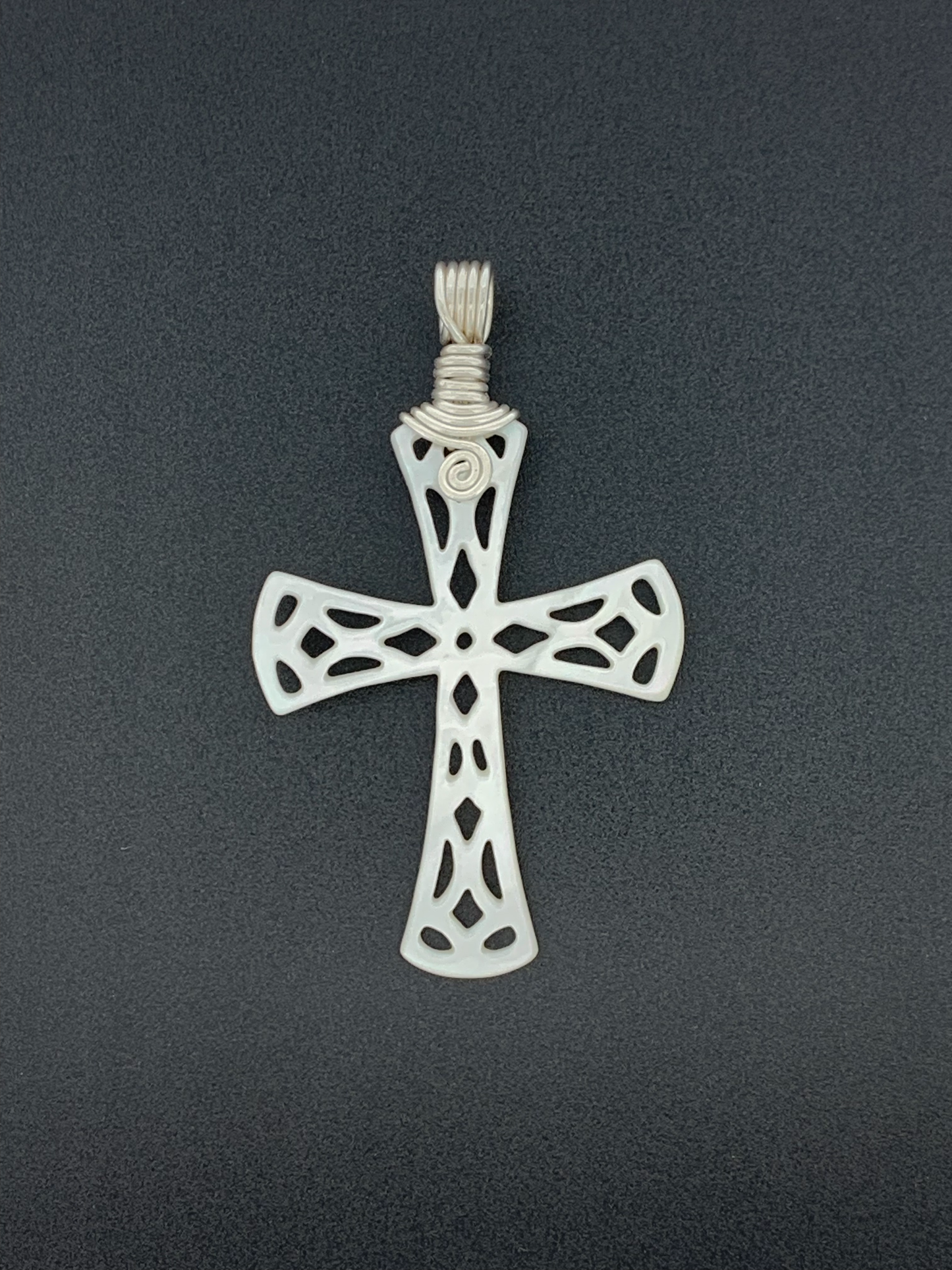 Mother of Pearl Wire Wrap, Cross