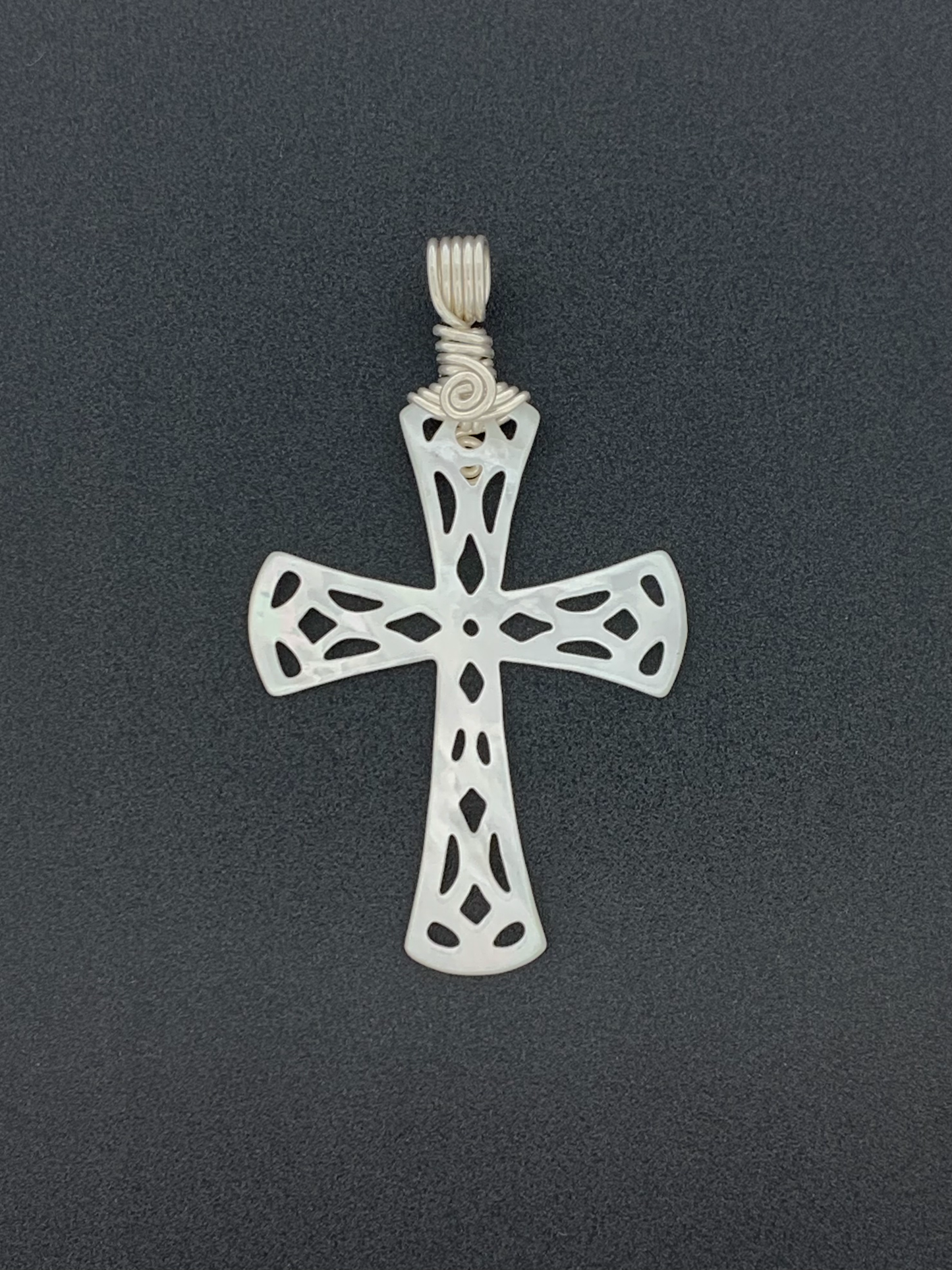 Mother of Pearl Wire Wrap, Cross