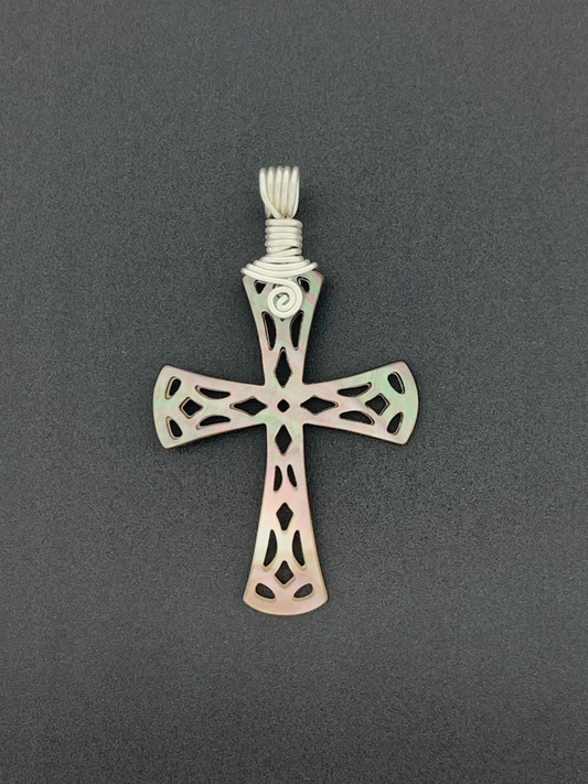 Mother of Pearl Wire Wrap, Cross