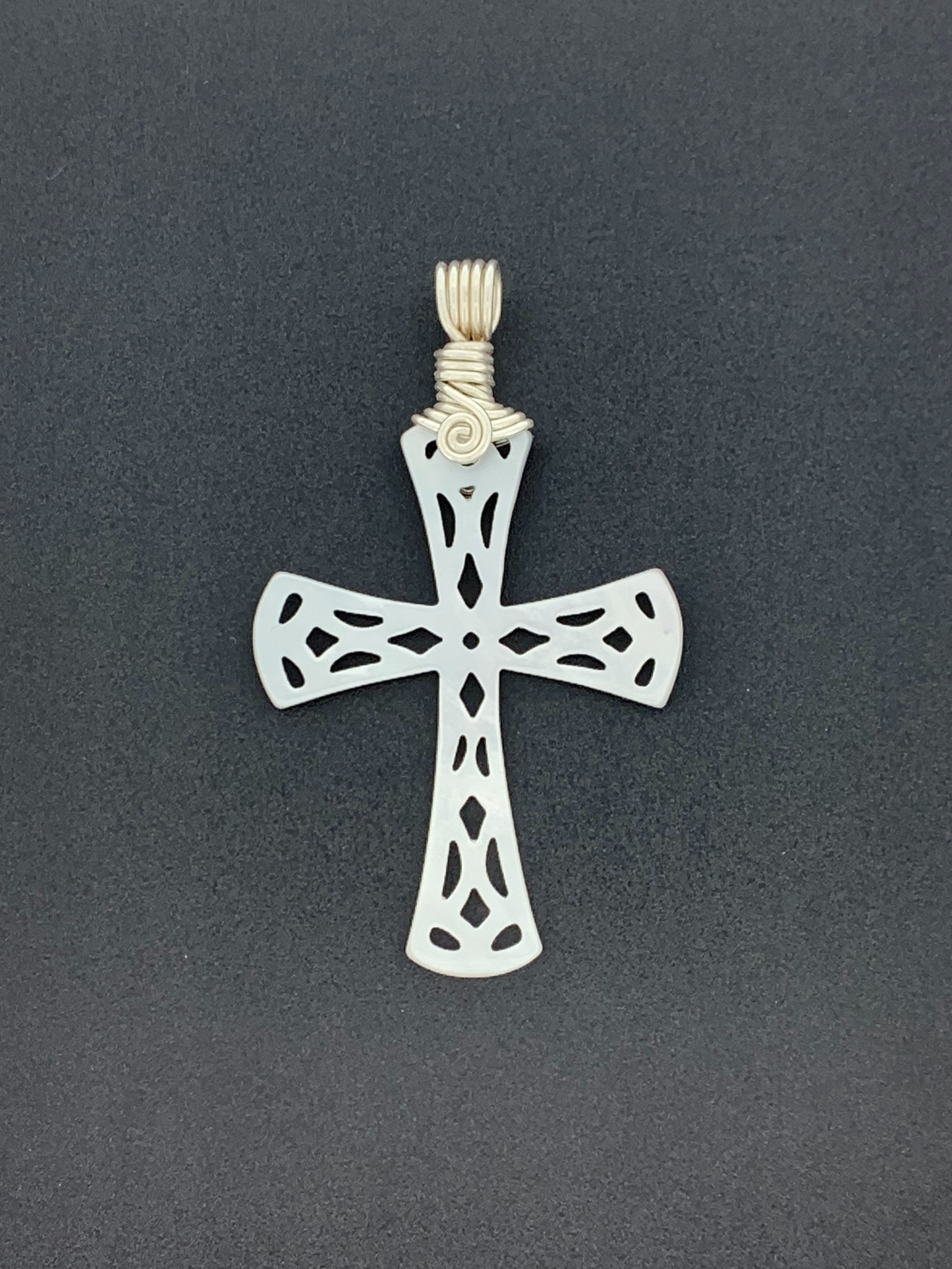 Mother of Pearl Wire Wrap, Cross