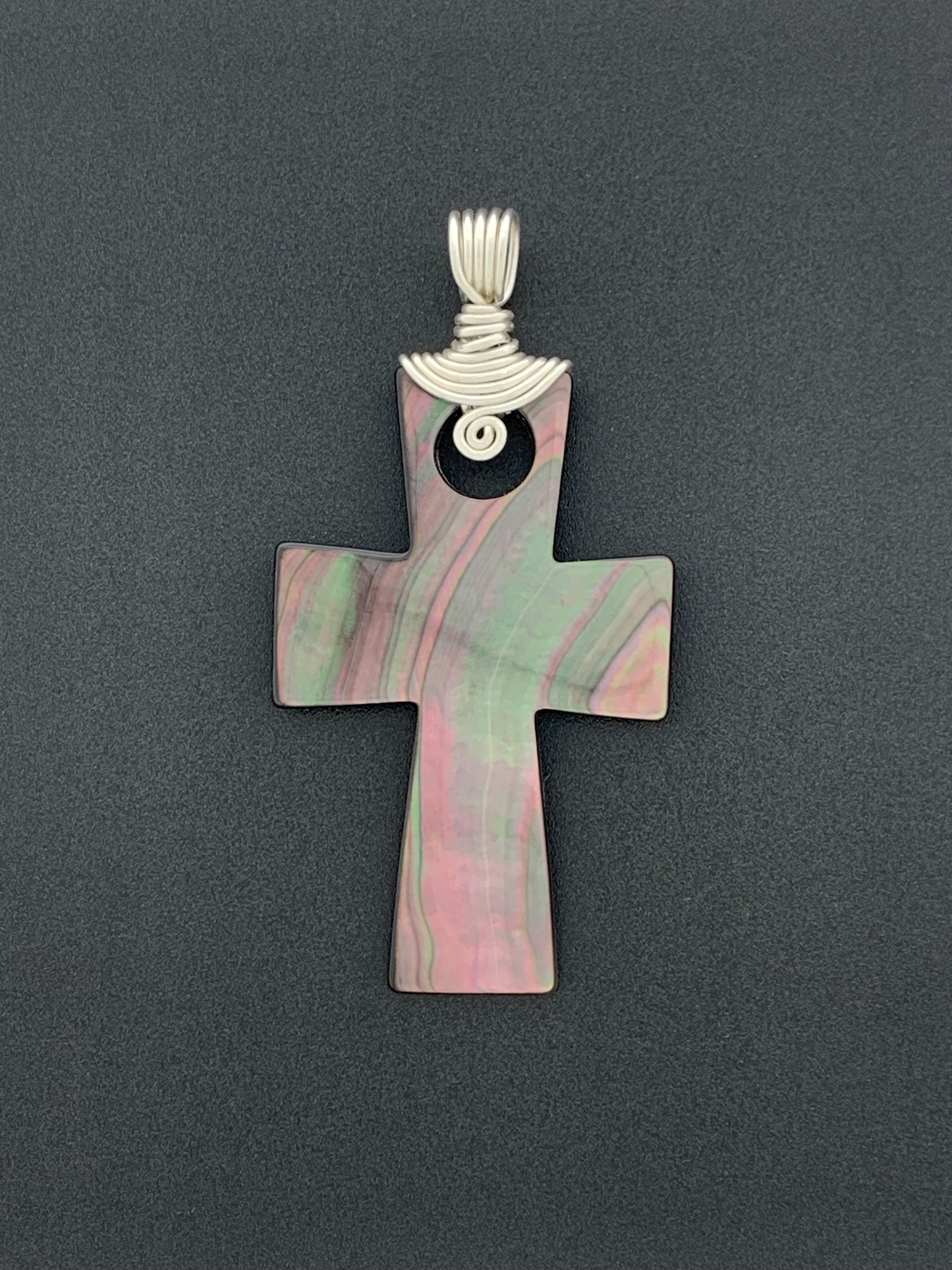 Mother of Pearl Wire Wrap, Cross