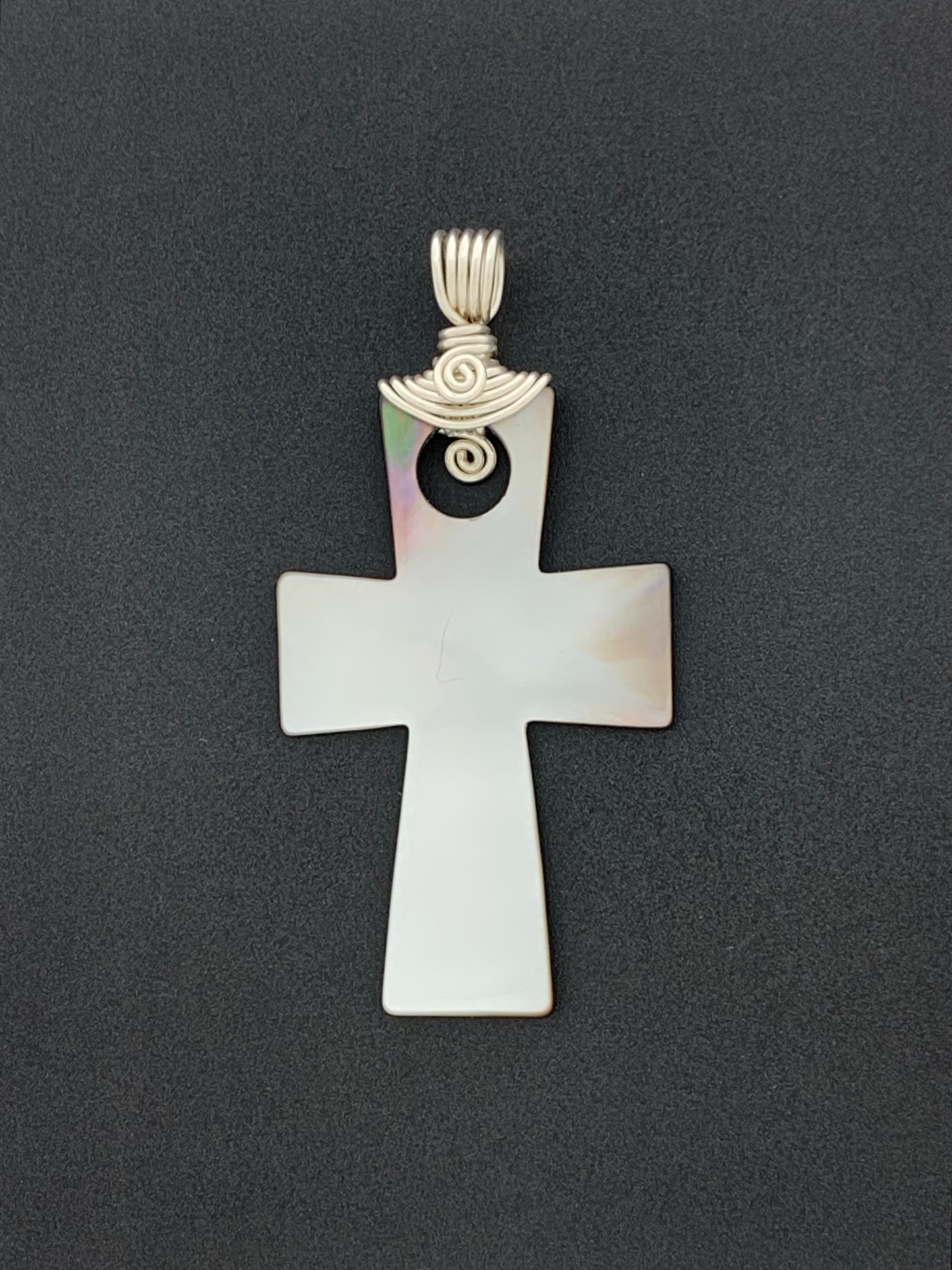 Mother of Pearl Wire Wrap, Cross