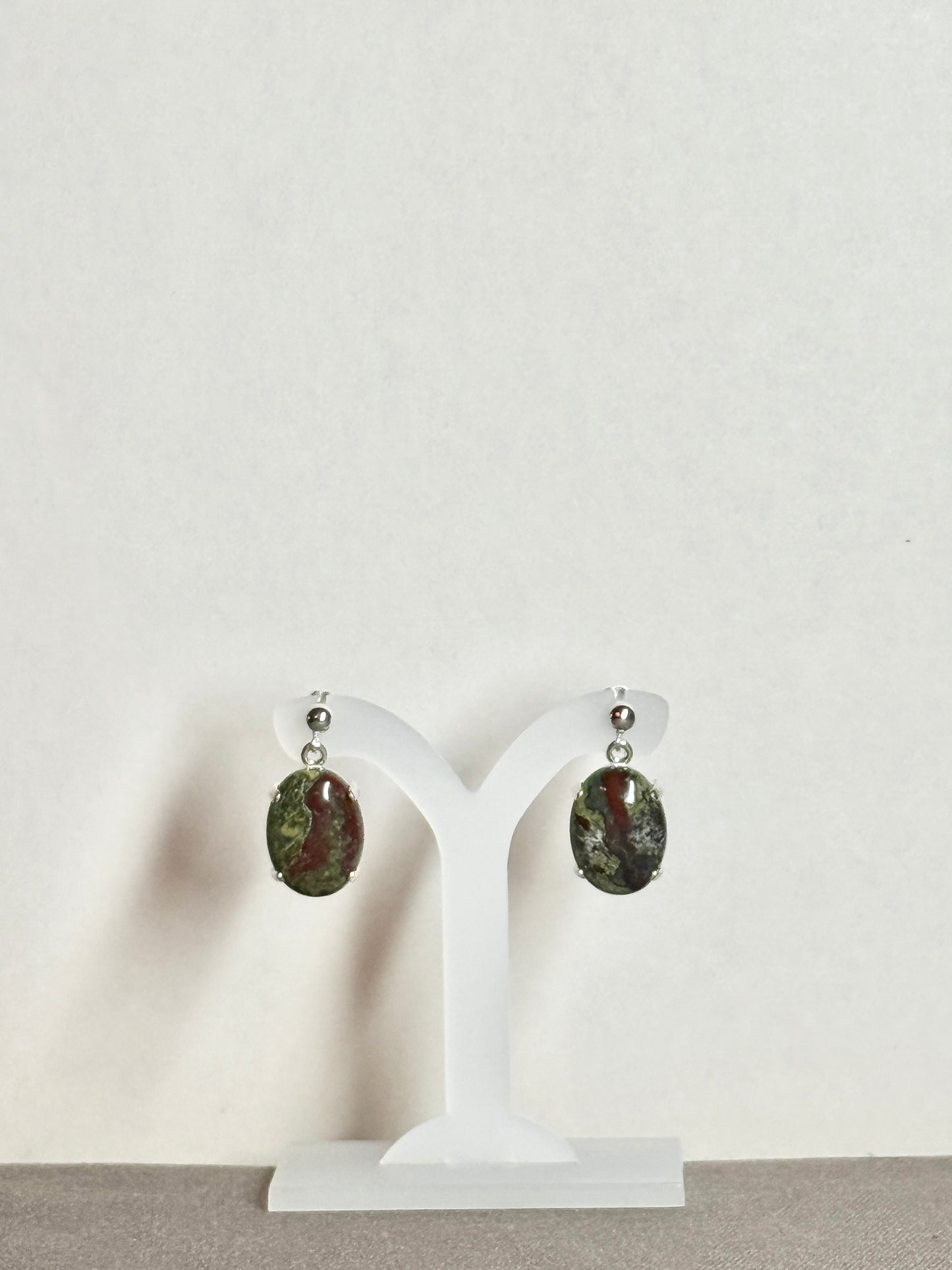 Dragon's Blood Jasper Earrings, Ball-and-post