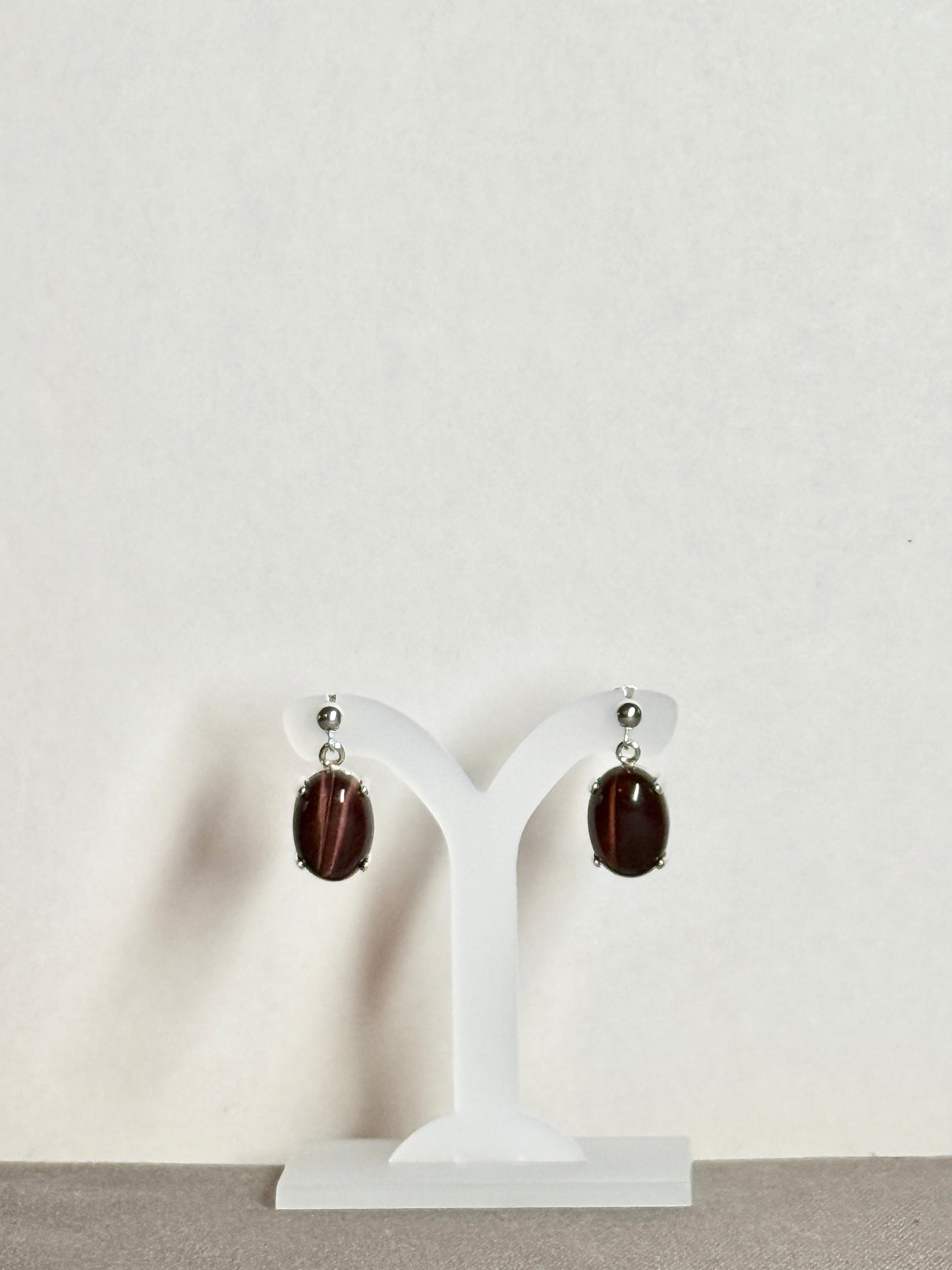 Tigereye Earrings, Ball-and-post