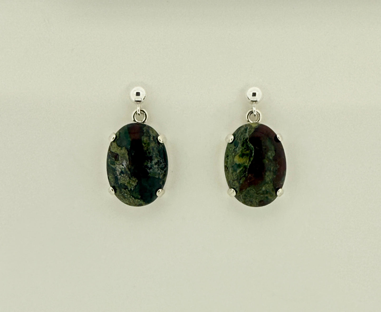 Dragon's Blood Jasper Earrings, Ball-and-post