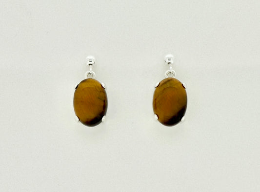 Tigereye Earrings, Ball-and-post