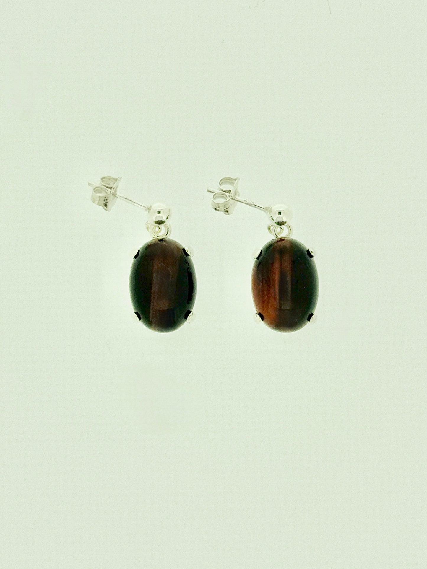 Tigereye Earrings, Ball-and-post