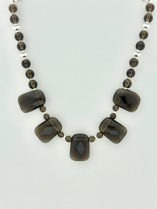 Smoky Quartz Necklace, Faceted