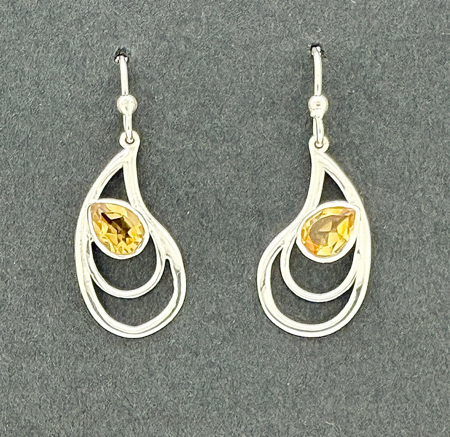 Citrine Earrings with Faceted Stones
