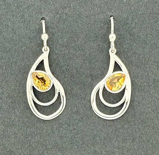 Citrine Earrings with Faceted Stones