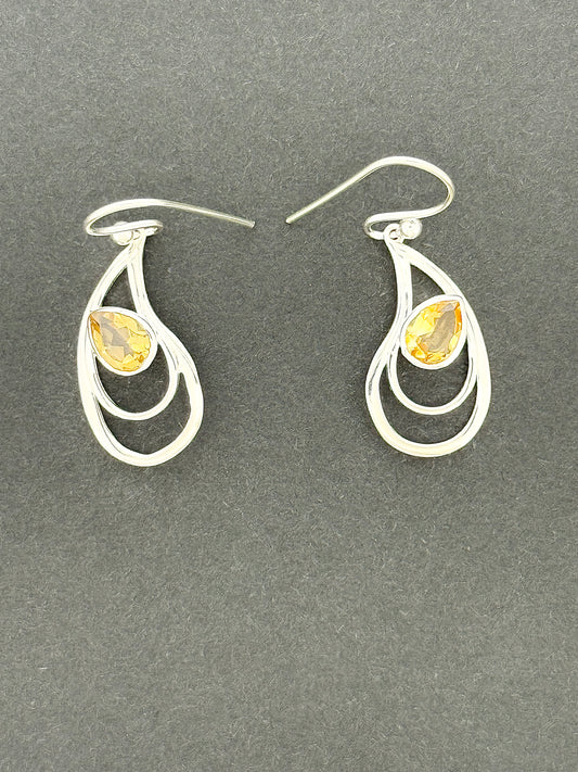 Citrine Earrings with Faceted Stones