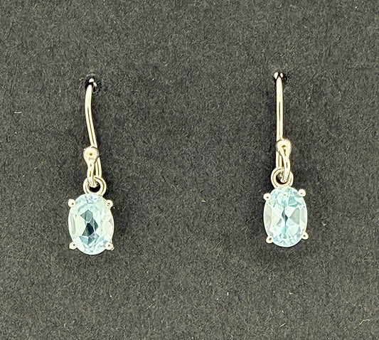 Blue Topaz Earrings with Faceted Stones