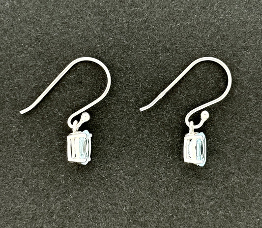 Blue Topaz Earrings with Faceted Stones
