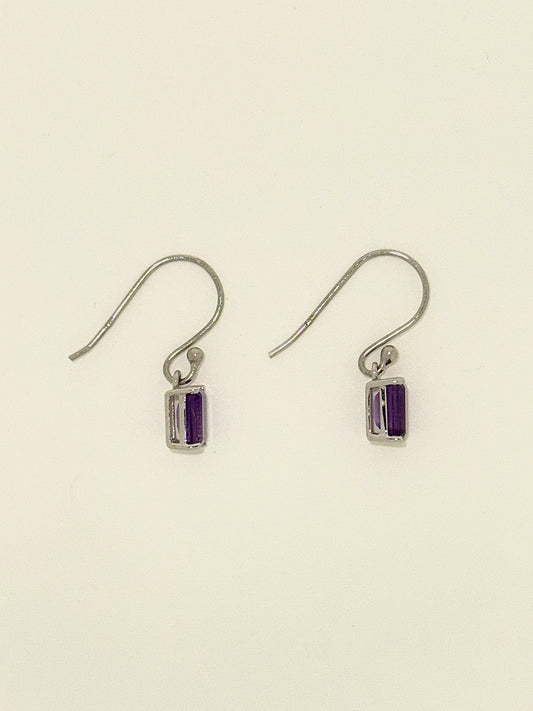 Amethyst Earrings with Faceted Stones