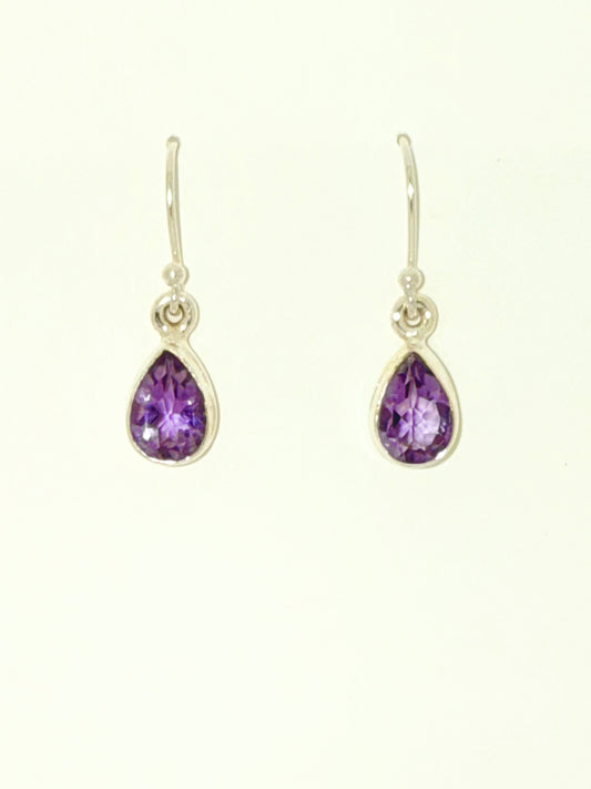 Amethyst Earrings with Faceted Stones