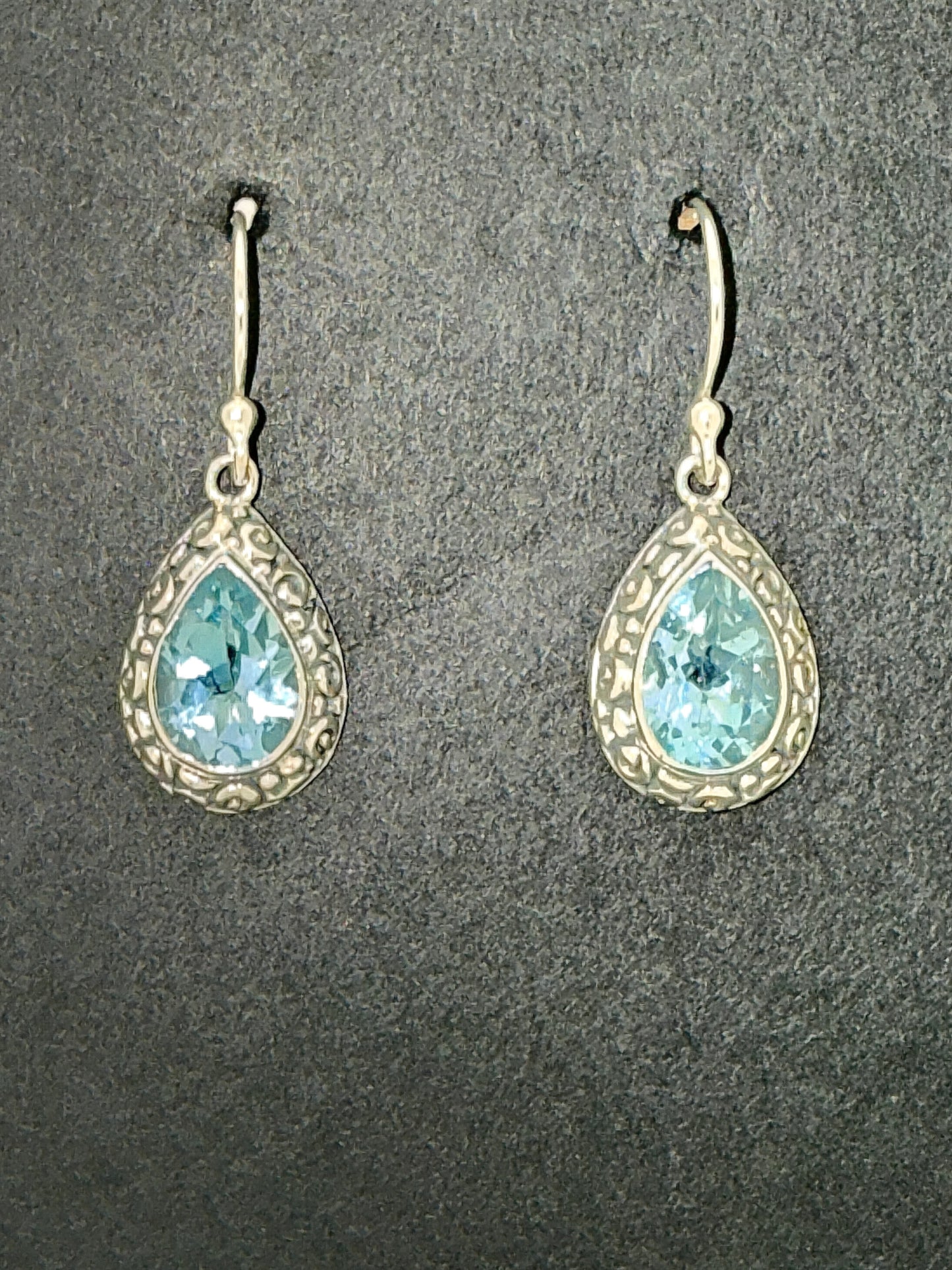 Blue Topaz Earrings with Faceted Stones