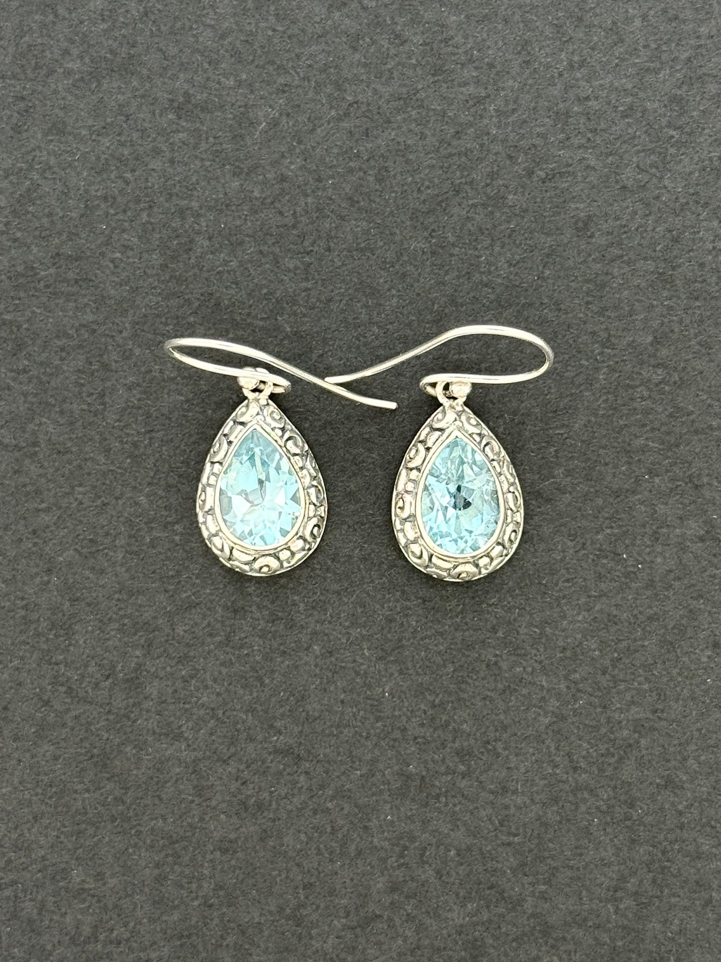Blue Topaz Earrings with Faceted Stones