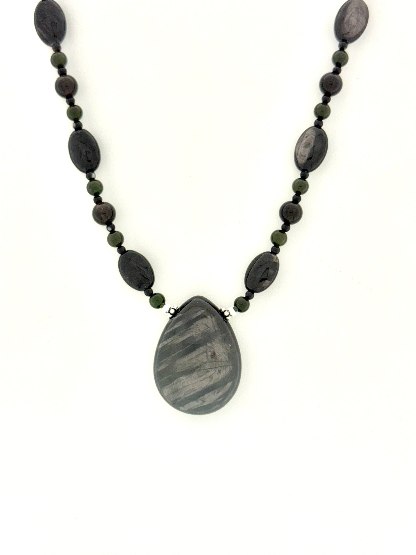 Hypersthene Necklace with Silver Sheen Obsidian