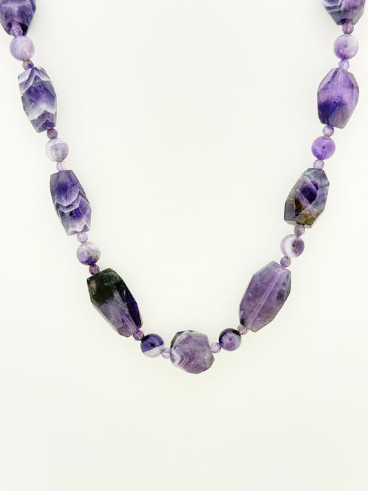 Amethyst and Snow Quartz Necklace