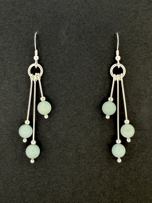 Amazonite Earrings, Tri-dangle