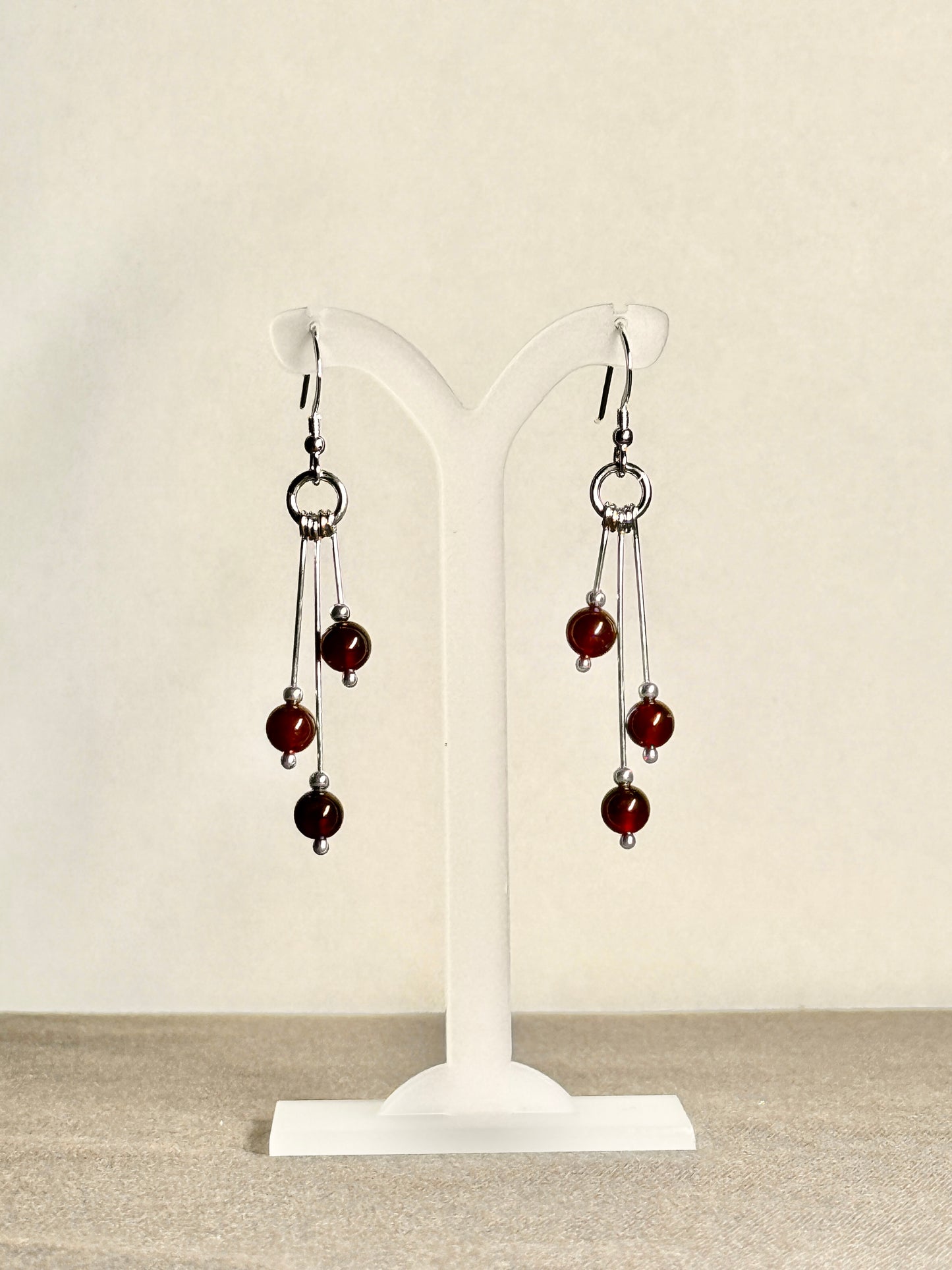 Carnelian Earrings, Tri-dangle