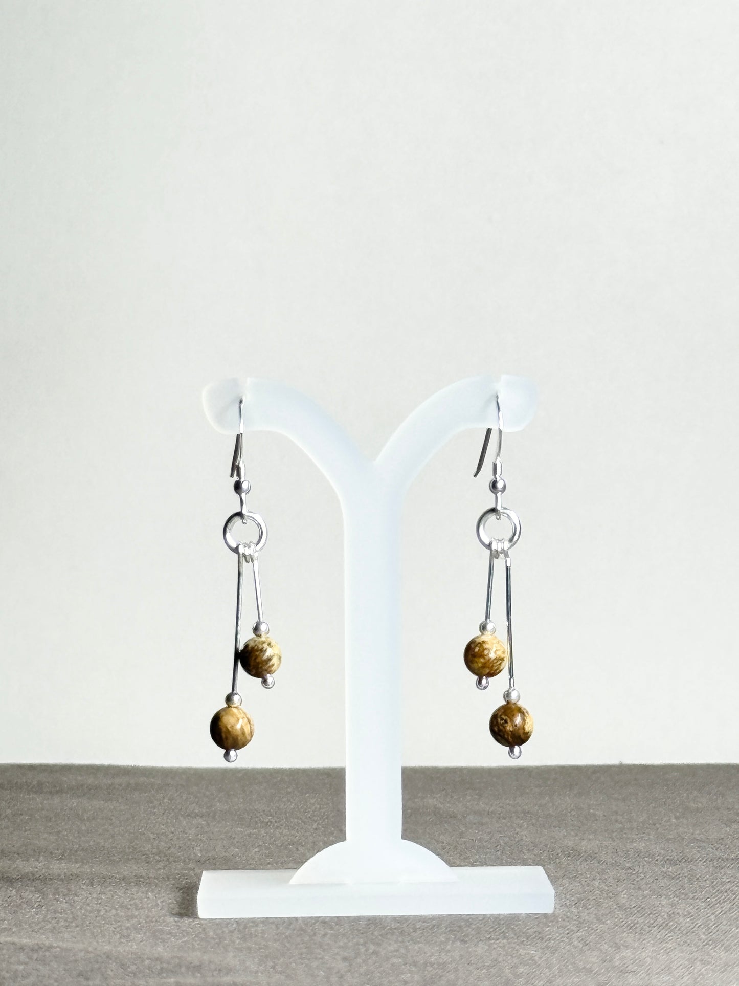 Picture Jasper Earrings, Bi-dangle