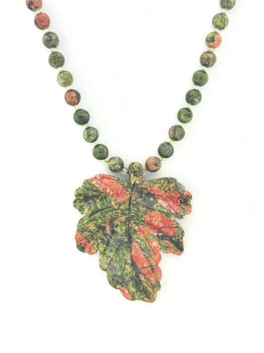 Unakite Necklace, Leaf