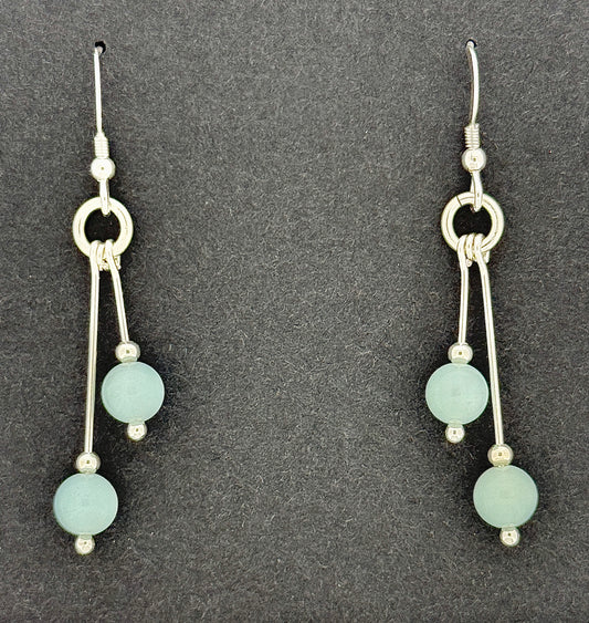 Amazonite Earrings, Bi-dangle
