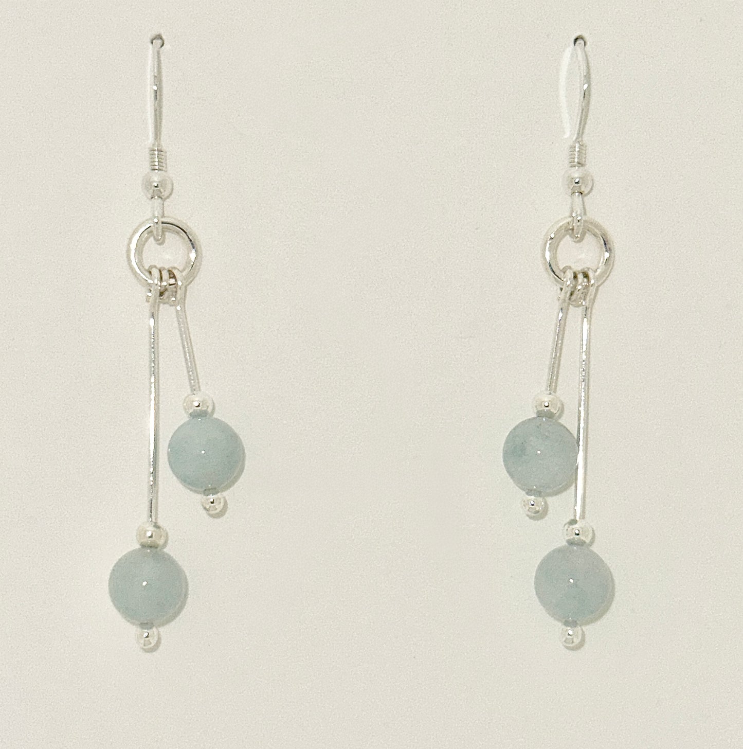 Aquamarine Earrings, Bi-dangle