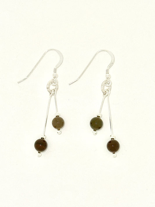 Imperial Jasper Earrings, Bi-dangle
