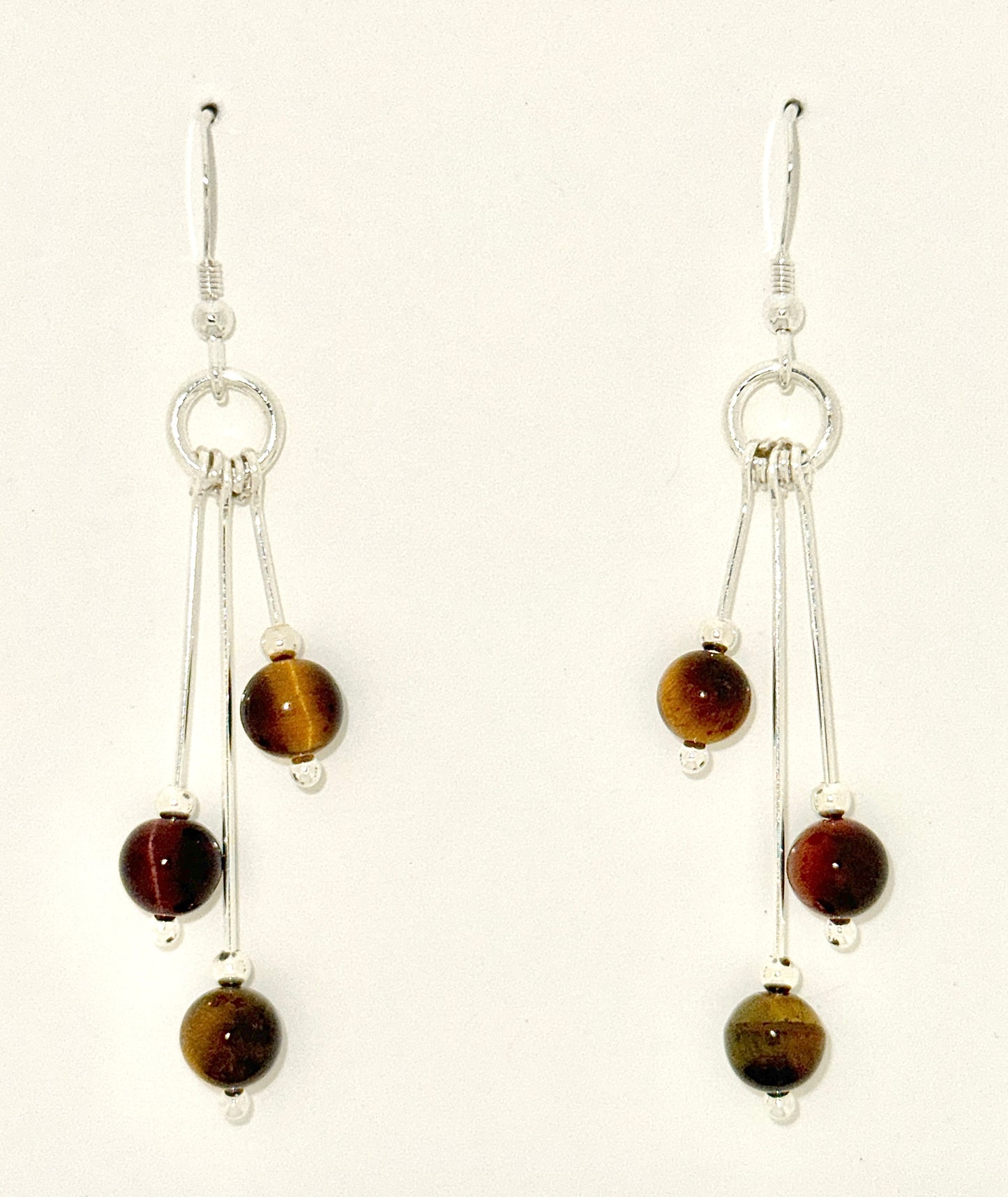 Tigereye Earrings, Tri-color, Tri-dangle