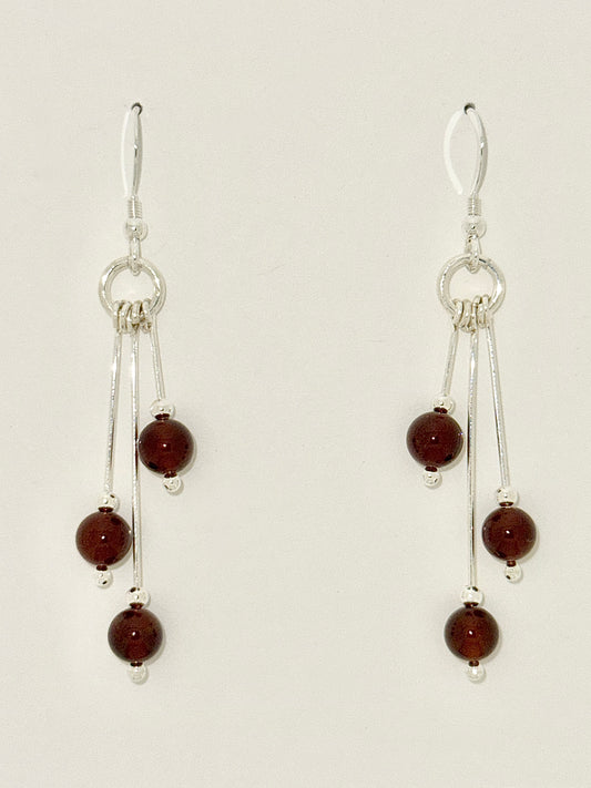 Carnelian Earrings, Tri-dangle