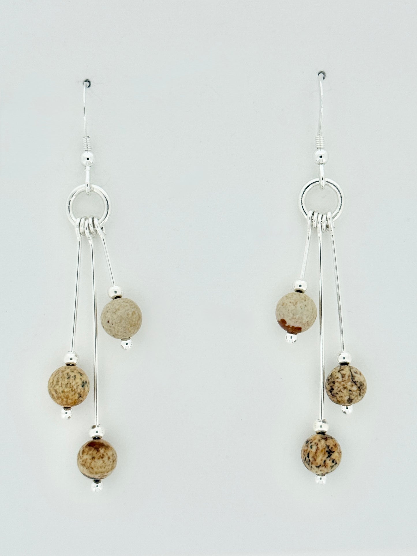Picture Jasper Earrings, Tri-dangle