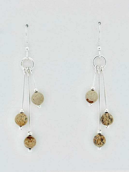 Picture Jasper Earrings, Tri-dangle