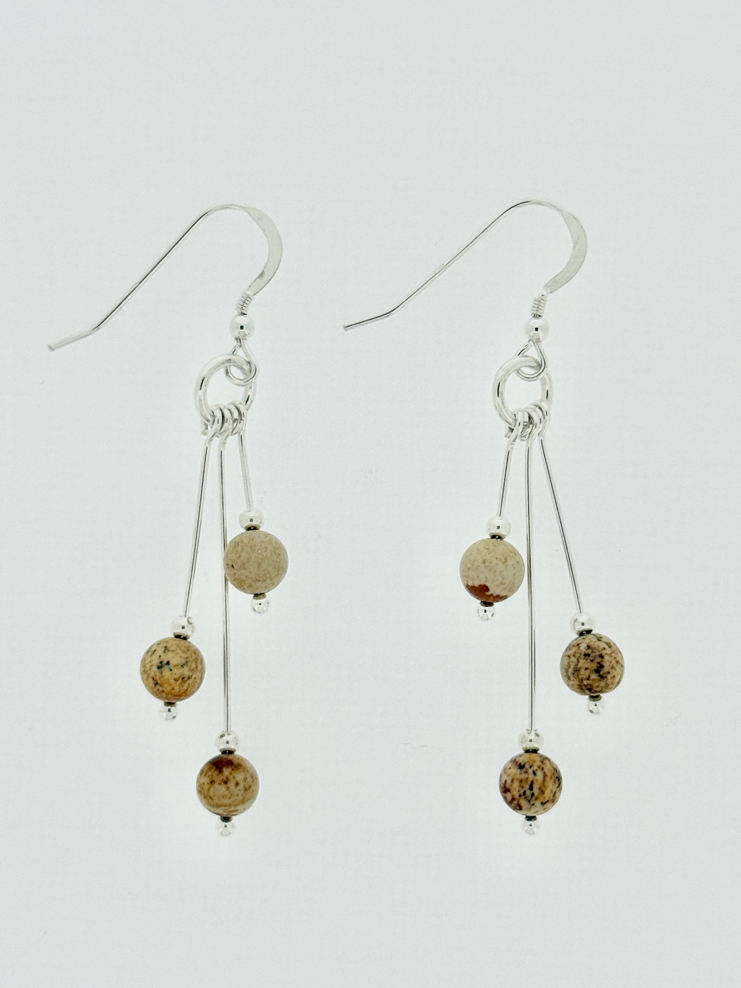 Picture Jasper Earrings, Tri-dangle