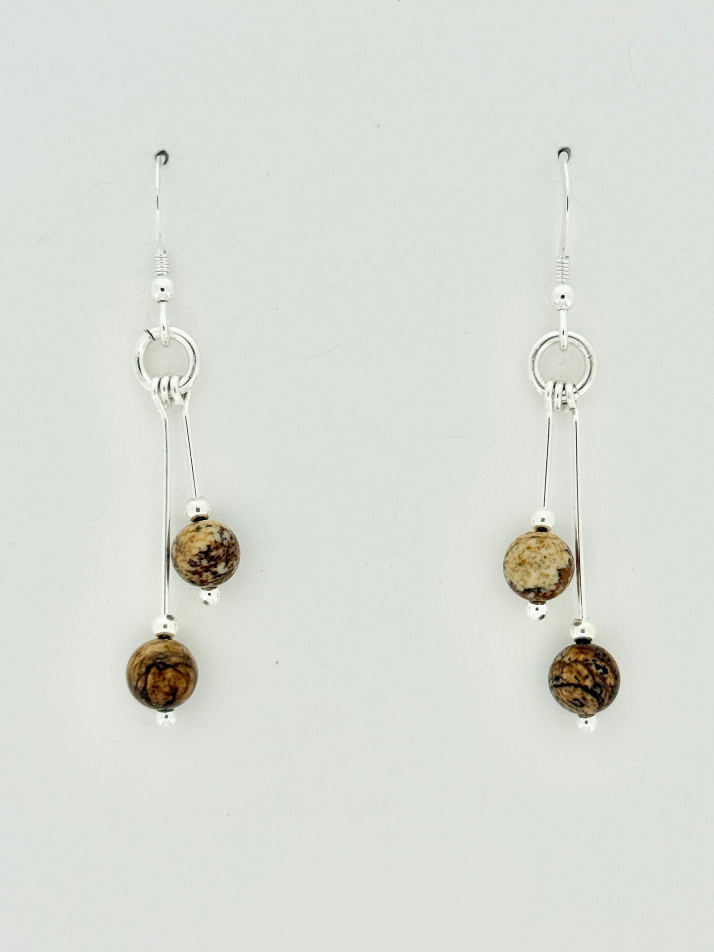 Picture Jasper Earrings, Bi-dangle
