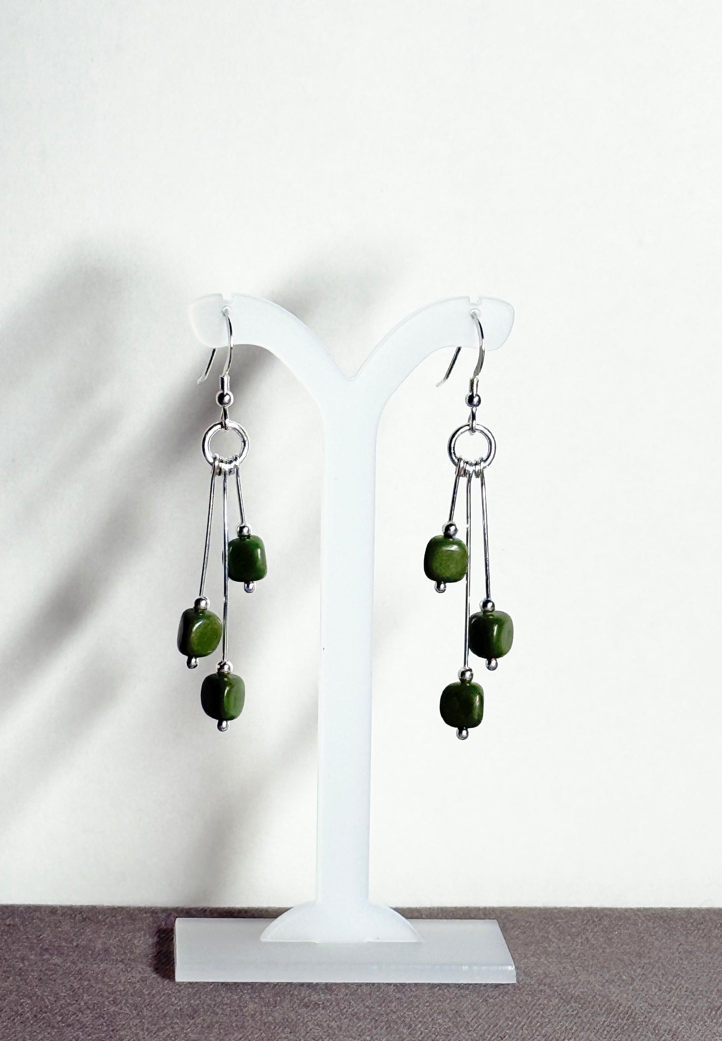 Serpentine Earrings, Artistic Tri-dangle
