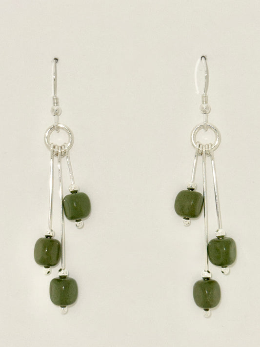 Serpentine Earrings, Artistic Tri-dangle