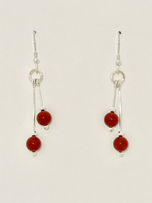 Red River Jasper Earrings, Bi-dangle
