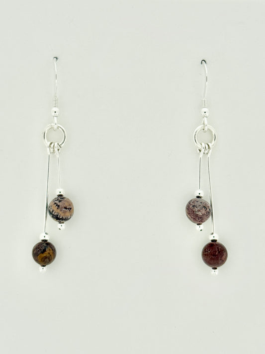 Sonora Desert Jasper Earrings, Bi-dangle