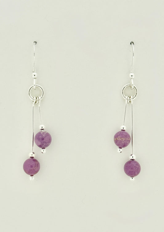 Phosphosiderite Earrings, Bi-dangle