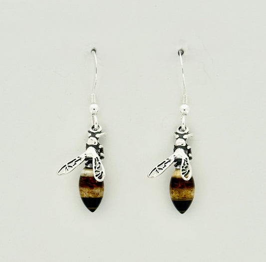 Amber Earrings, Bees