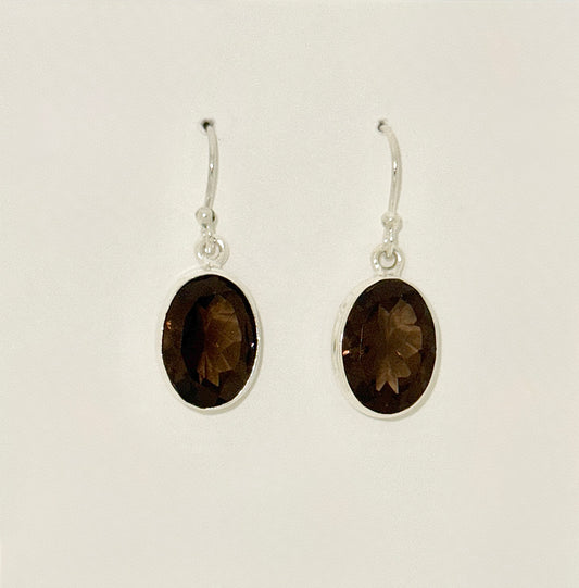 Smokey Quartz Earrings with Faceted Stones