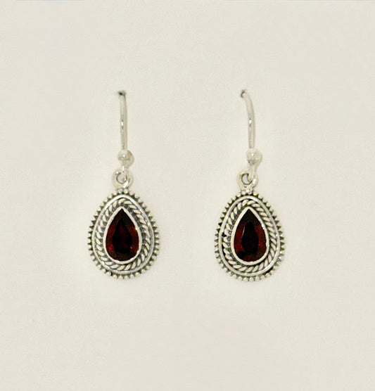 Garnet Earrings with Faceted Stones
