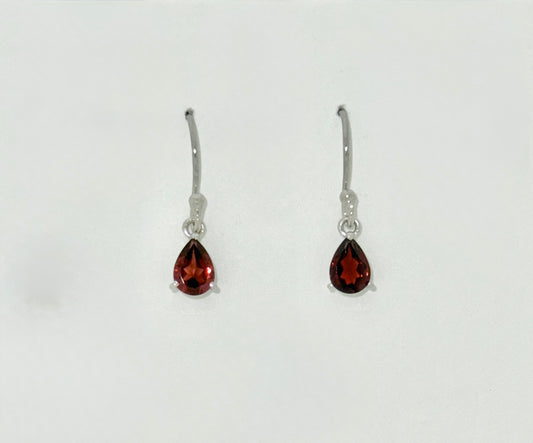 Garnet Earrings with Faceted Stones
