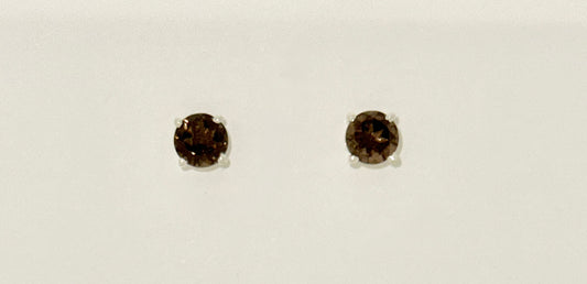 Smokey Quartz Earrings with Faceted Stones, Stud