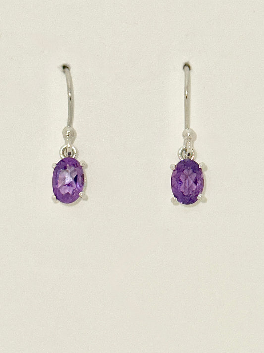 Amethyst Earrings with Faceted Stones