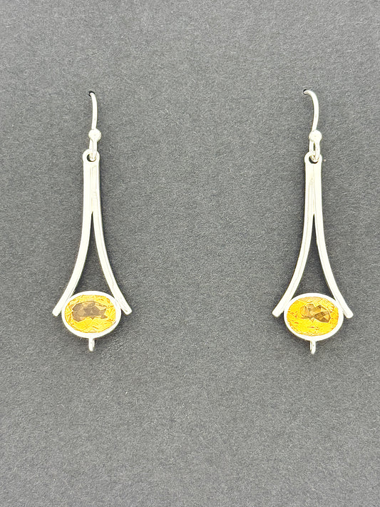 Citrine Earrings with Faceted Stones