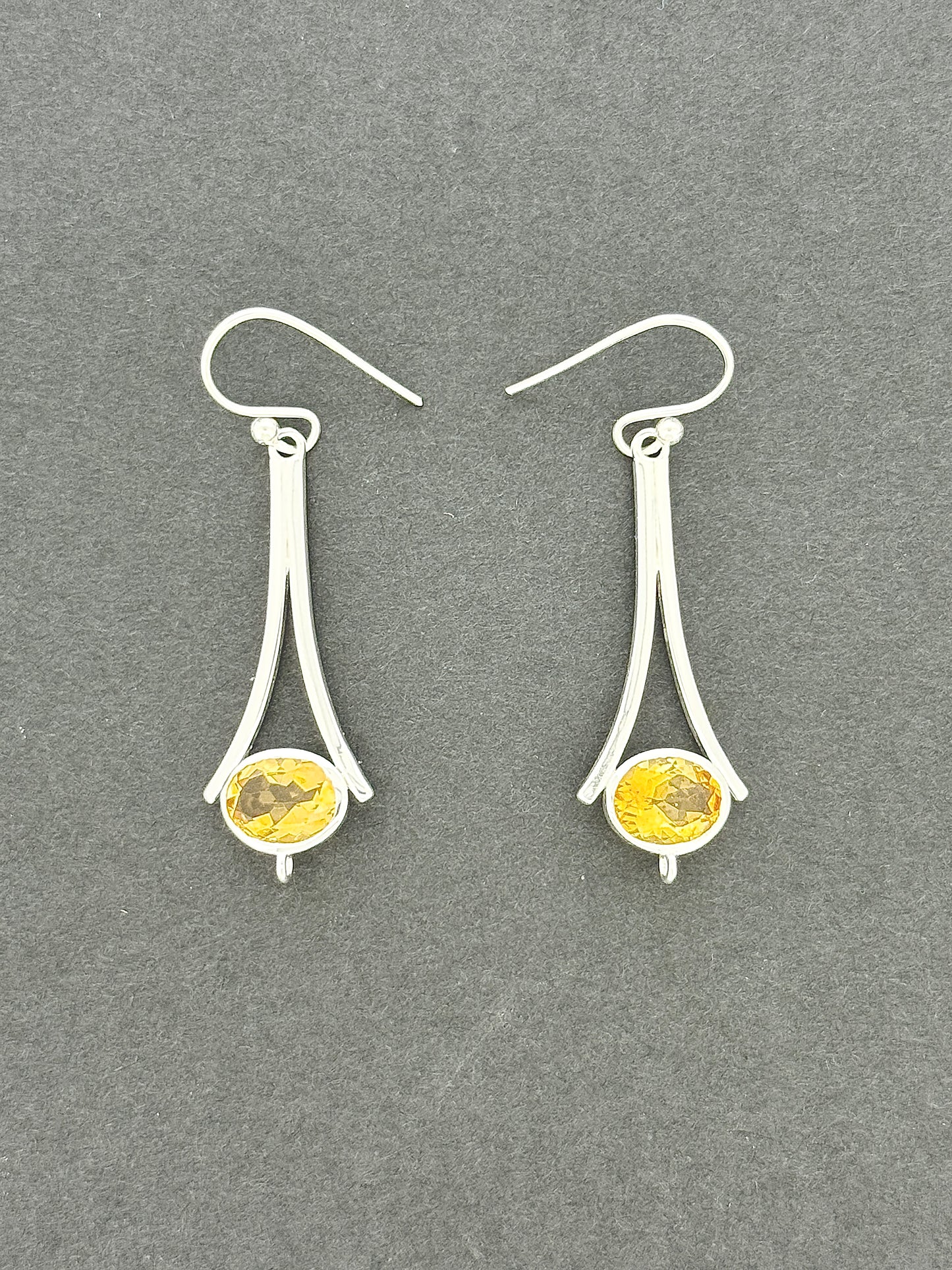 Citrine Earrings with Faceted Stones